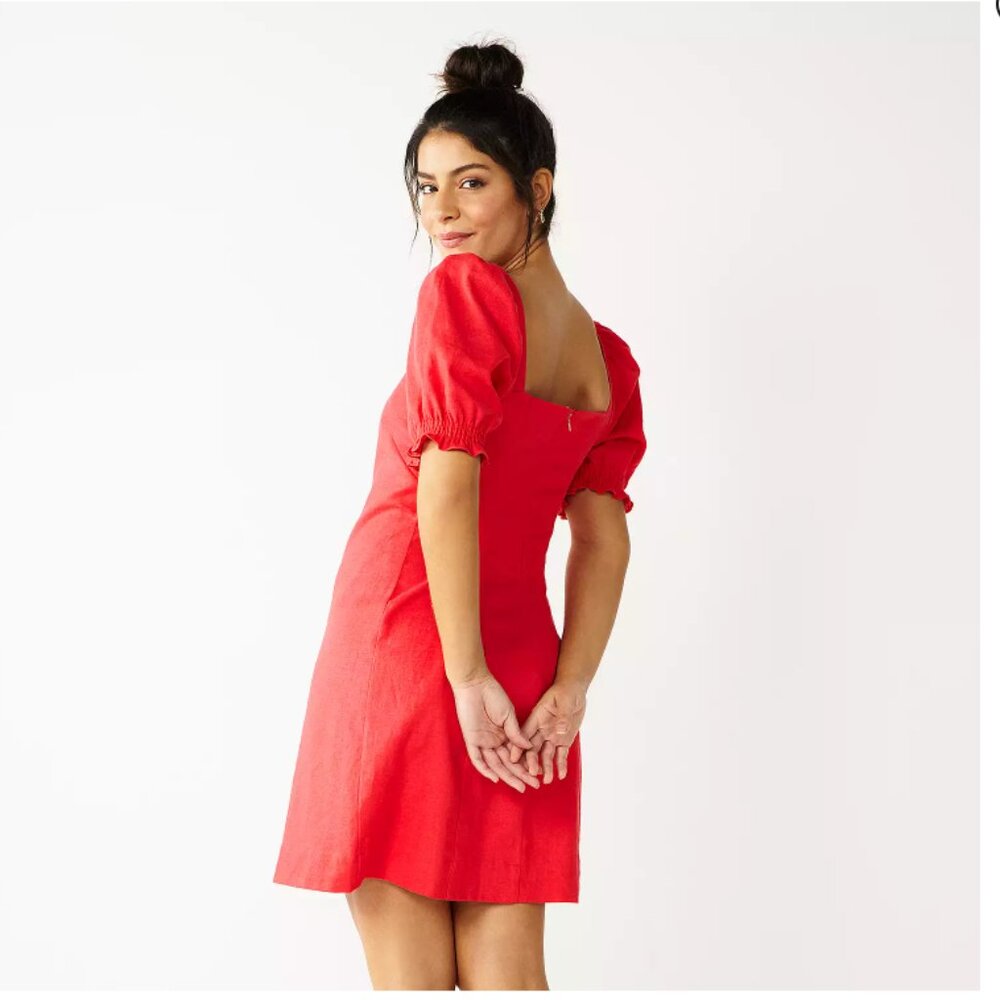 NWT DRAPER JAMES RSVP™ Squareneck Puff Sleeve Dress Large